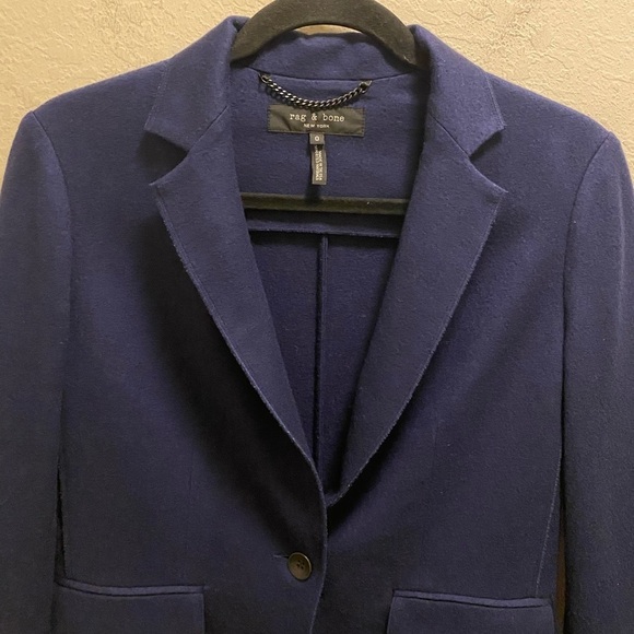 Rag & Bone Blue Wool Club Jacket Blazer Size 0 In Bright Blue - Picture 4 of 12